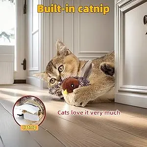 Electric Simulated Bird, Cat Toy, Built-In Catnip